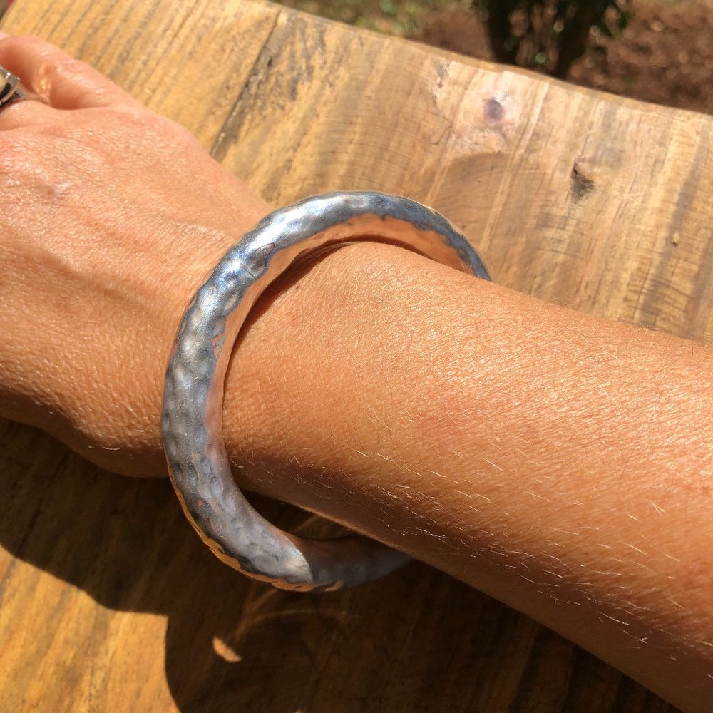 Silpada Thick Oval Hammered Sterling Silver Bangle Bracelet